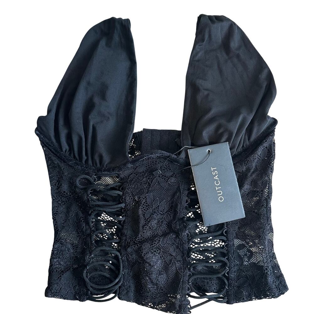 Outcast Lace Corset Bustier Top Black XS